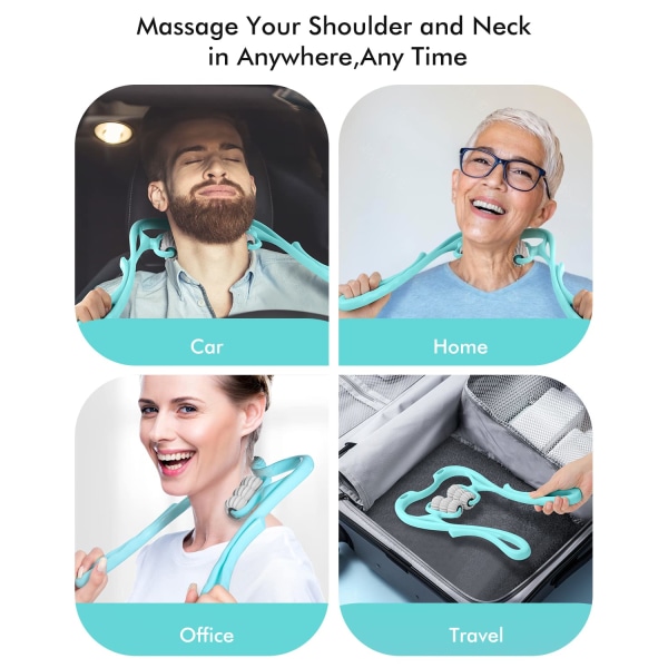 6 hjuls nackhierontalaite Trigger Point Roller, smärtlindring Shiatsu hierontalaite nacke, axel, arm, ben, rygg blå