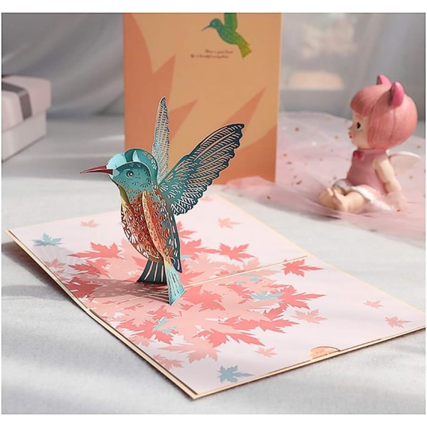 Fødselsdagskortgave til dine forældre, venner og elskere, 3D Pop Up lykønskningskort (Hummingbird)