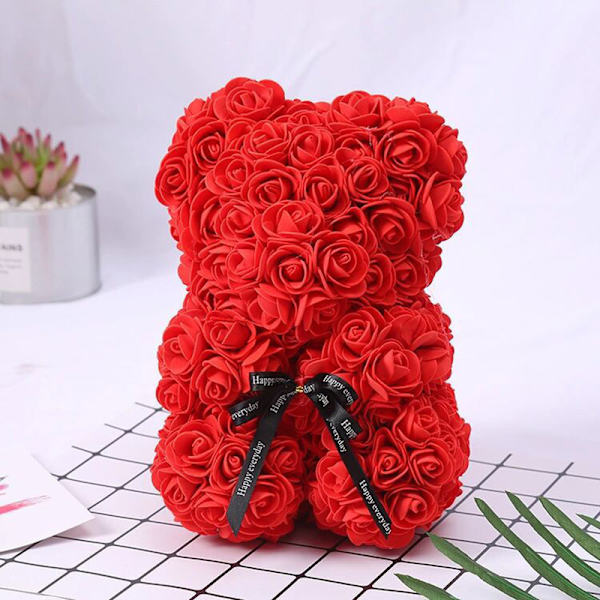 Rose Bjørn Ros Blomst Bamse Til Jubilæum Fødselsdage Bryllupsbrusere Kæreste Kone Mødre Red and box