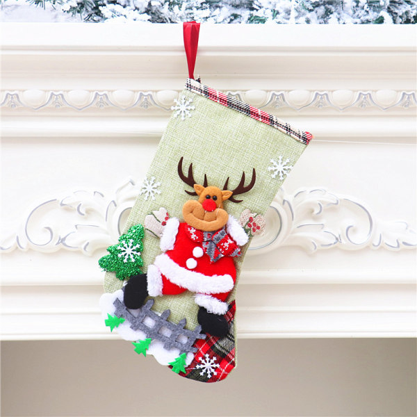 4 stk julestrømpe gavepose Santa Snowman 3d plysjsokk Han
