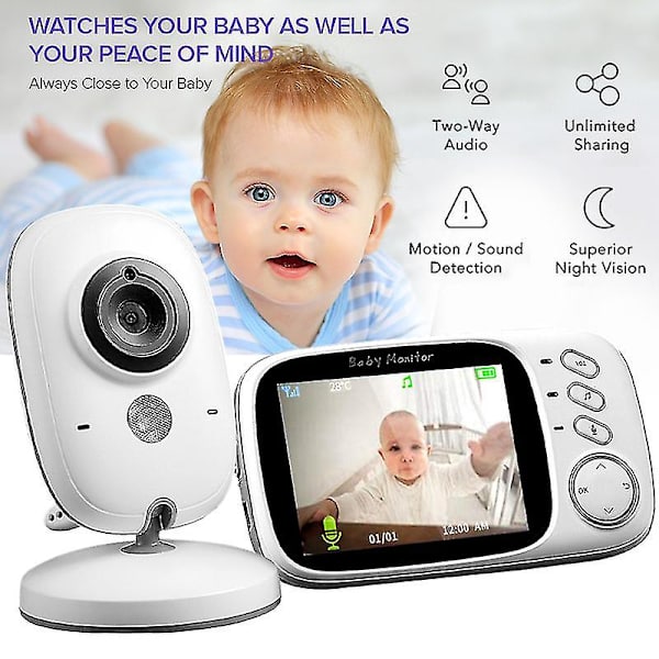 Vb603 3,2 tommer LCD trådløs baby to-vejs samtaleanlæg nattesyn kamera Baby beroligende anti-fald multifunktionspleje