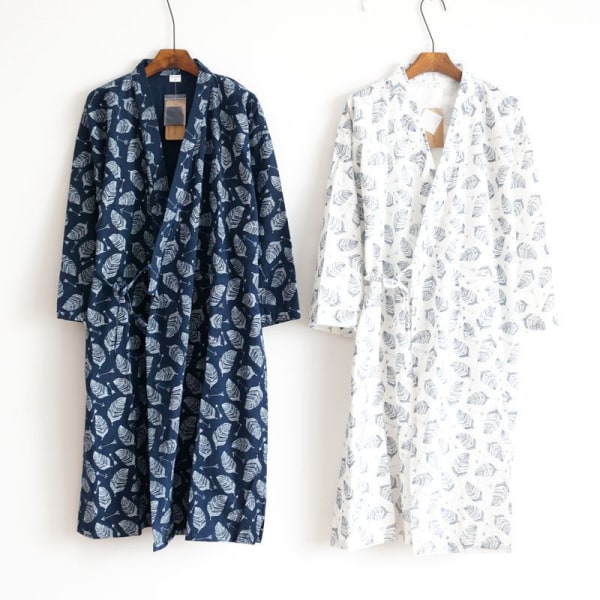 Yukata Robes herr Kimono Robe Khan Pyjamas Steam Kläder - Vit L