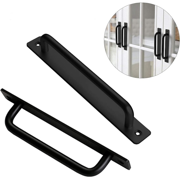 2 stk. dørhåndtak, laget av aluminiumslegering, egnet for skap, skuffer, toalettbord (svart, hullavstand: 160 mm)