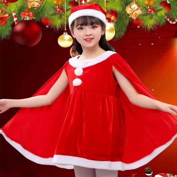Børn piger julemand Cosplay kostume kjole stilfulde outfits 120cm