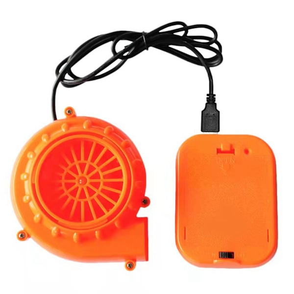 Mini Fläktblås USB-Laddning Mini Uppblåsbar Fläkt med Batterilåda för Uppblåsbara Spel Kläder Kostymer Orange Fläkt