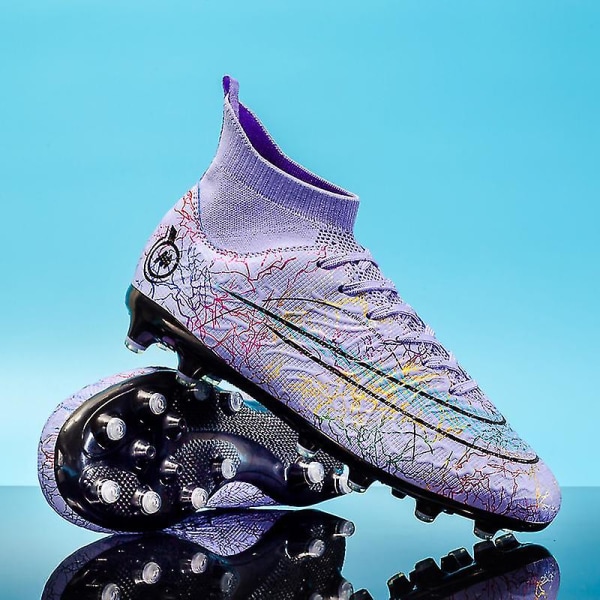 Fotbollsskor för män Halkfria fotbollsskor Klossar Gräs Fotbollssneakers Yj068a Purple 38