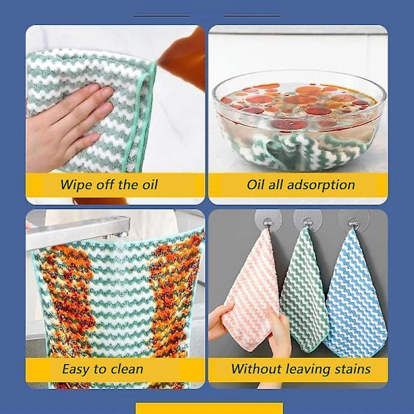 6 mikrofiber-renseklude Superabsorberende koralfleeceklud