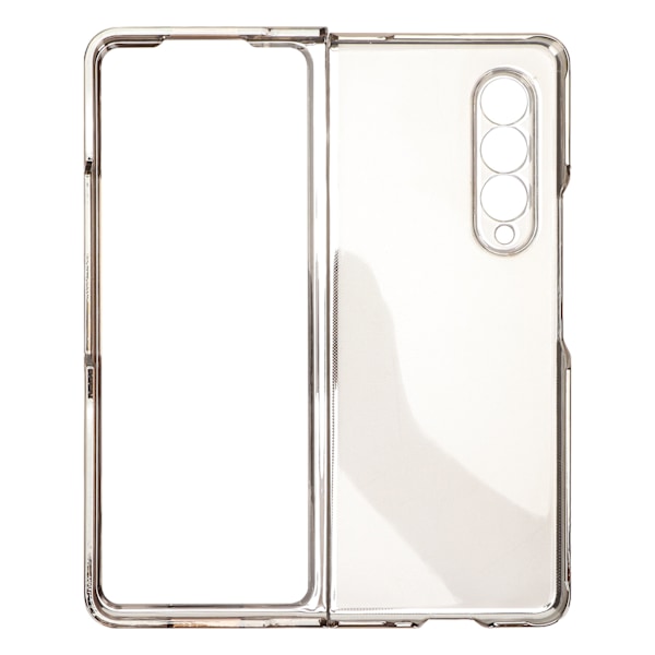 Elektropläterat Framsida Baksida Telefonfodral Reptåligt Framsida Baksida Skyddande Skal för Samsung Galaxy Z Fold 3 Vikbar Telefon Guld