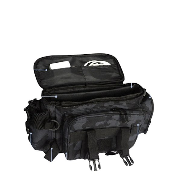 Miehet Naiset Fanny Pack Vyötärölaukku Reppu Naamiokalastus Suuri kapasiteetti Vedenpitävä Spinning Vapa Erikoiskalastus Black