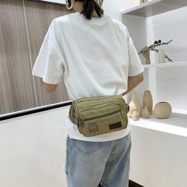 Män kvinnor Fanny Pack Midjeväska Sned bröstkorg Stor kapacitet Utomhussport Taktisk Army Green
