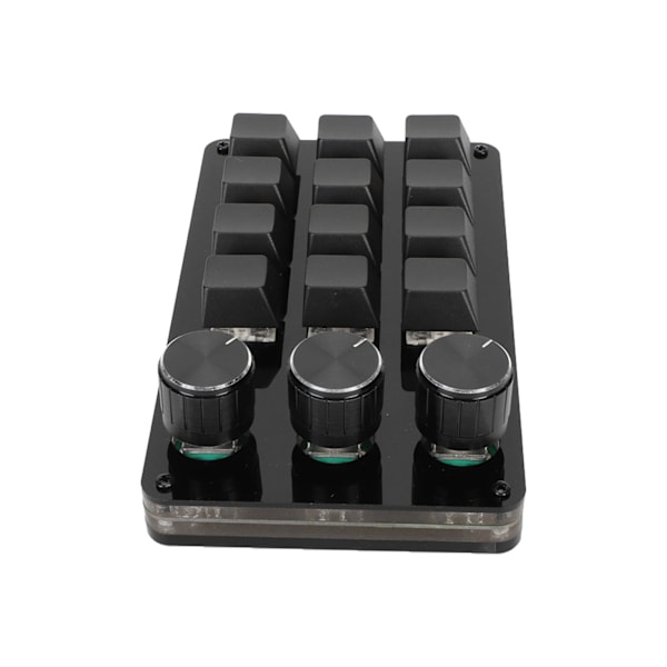 Mini 12-knapps tangentbord med 3 rattar, anpassningsbar programmering, hot-swap, kabelseparation, mekaniskt tangentbord med blå brytare