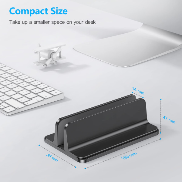 Lodret Laptop Stand Justerbar Aluminium MacBook Stand Sort