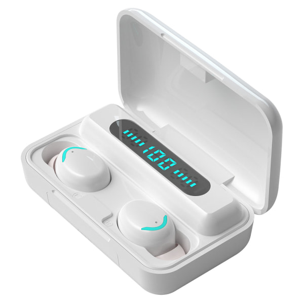 IC Trådløse hodetelefoner, Bluetooth 5.1-hodetelefoner Trådløse innhyllende Hvit