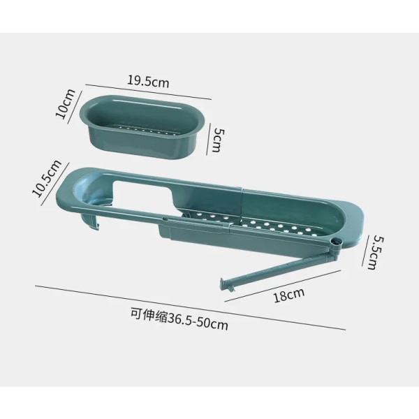Justerbar lengde Oppvaskstativ Avløpskurv Oppvaskstativ mørk blå dark blue