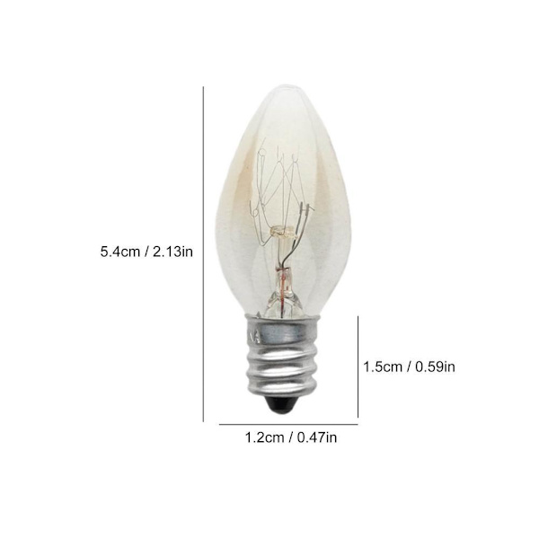 10 stk E12 pære 220V 10W 100LM 2700K Transparent varm farve