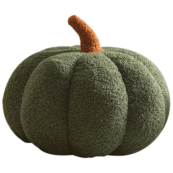 Blød Halloween-græskar plys pudedekoration til sofa, fleecefyldt pude, Halloween-græskar dekoration Green 28cm