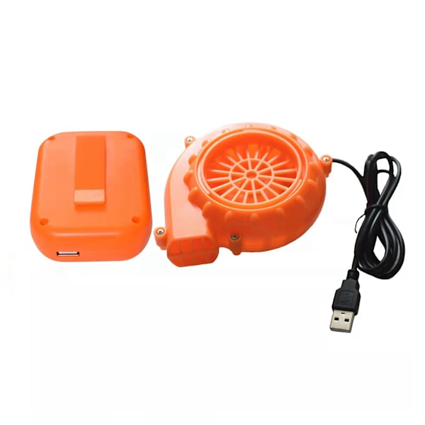 Mini Vifteblåser USB-lading Mini Oppblåsbar Blåser med Batteriboks for Oppblåsbare Spilleklær Drakter Oransje Blåser