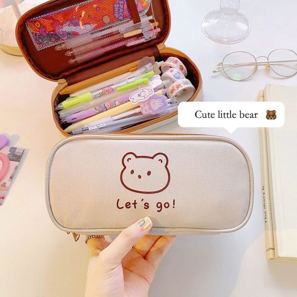 (bjørn B) Kawaii Style Pennal med stor kapasitet for studenter, Te