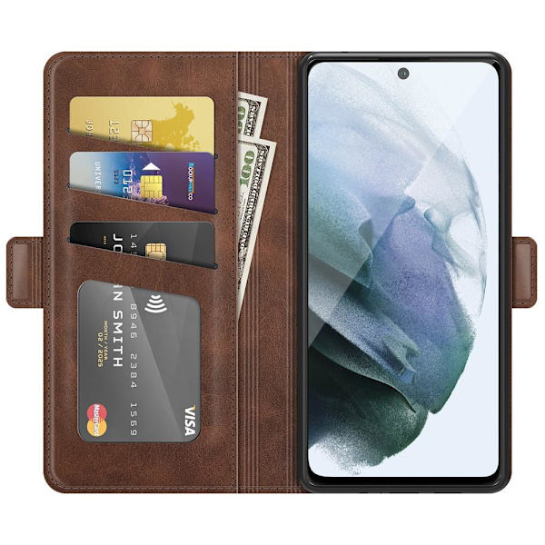 SKALO Samsung S21 FE Premium Plånboksfodral - Brun Brun