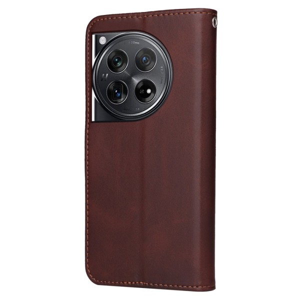 SKALO OnePlus 12 5G PU-nahkainen Lompakkokotelo - Valitse väri Brown