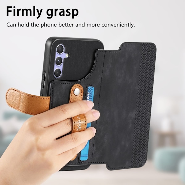 SKALO Samsung A26 5G SW-01 Retro PU-Läder Plånboksfodral - Svart Svart