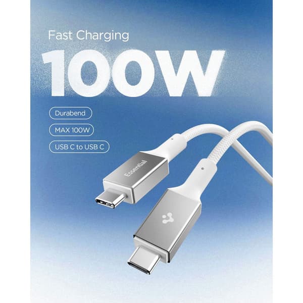 Spigen EB10015CC Essential USB-C-kabel 100W 1.5m - Vit Vit