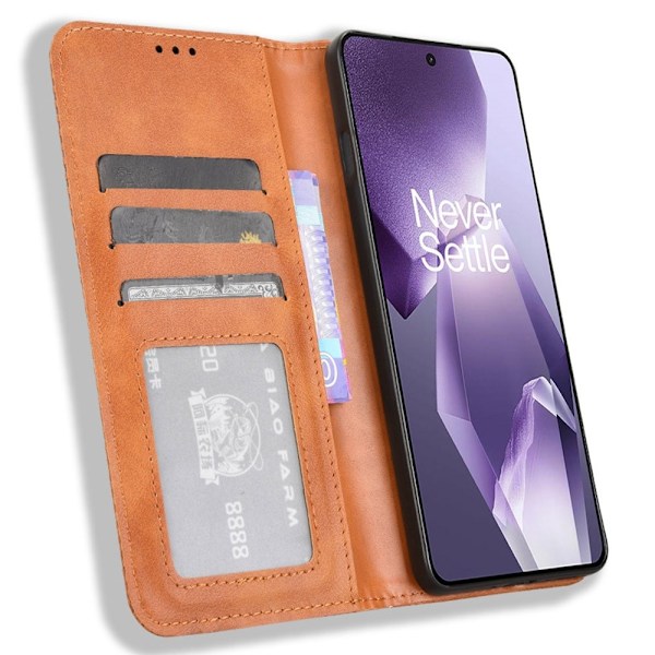 SKALO OnePlus 13R Embossed Premium Plånboksfodral - Brun Brun