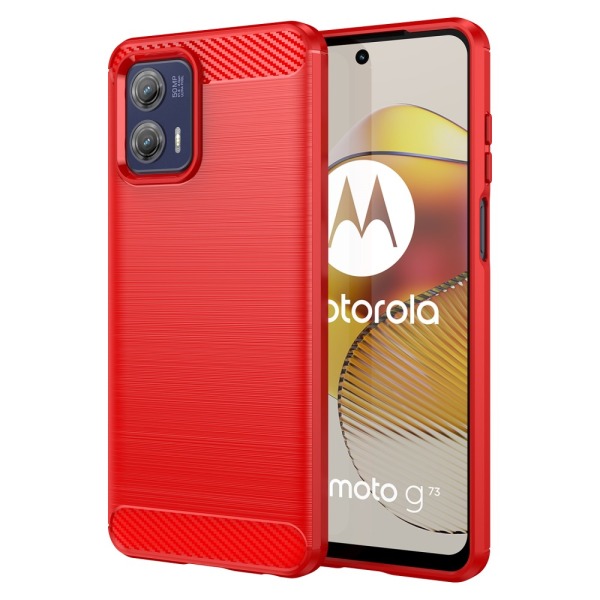 SKALO Motorola Moto G73 5G Armor Carbon Iskunkestävä TPU suojaku Red