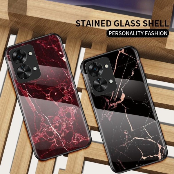 SKALO OnePlus Nord 2T 5G Marmor Härdat Glas TPU-skal - Motiv 1 multifärg