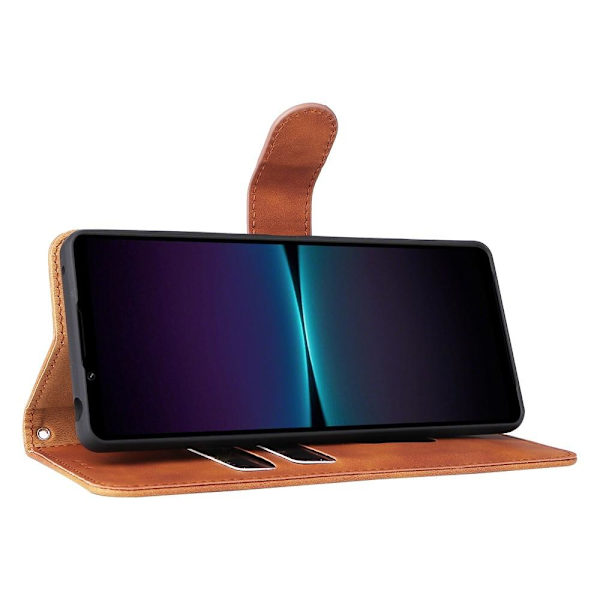 SKALO Sony Xperia 1 IV Matt PU Nahka lompakkokotelo - Ruskea Brown