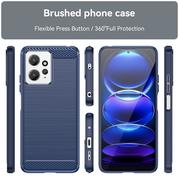 SKALO Xiaomi Redmi Note 12 4G Armor Carbon Stöttåligt TPU-skal - Fler färger Blå