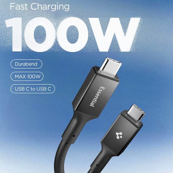 Spigen EB10020CC Essential USB-C-kabel 100W 2m - Sort Black