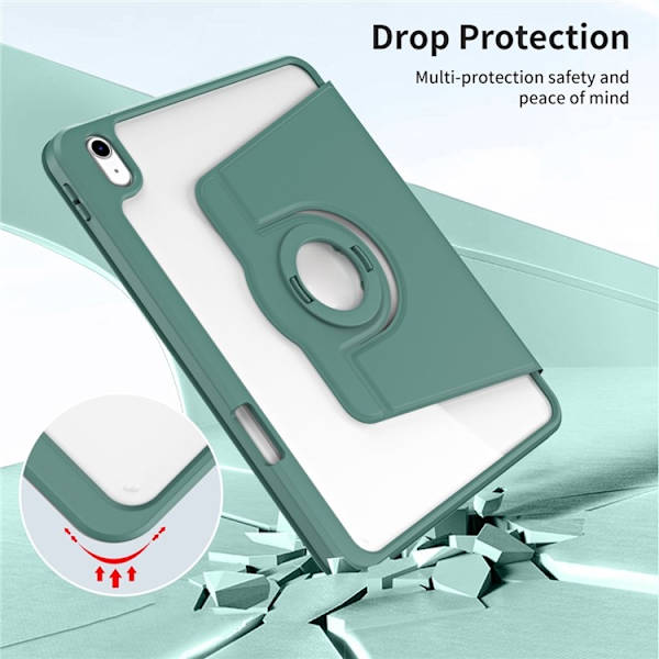 SKALO iPad 11" (2025) PU-Läder Rotary Kickstand Detachable 2 i 1 Fodral - Grön Grön