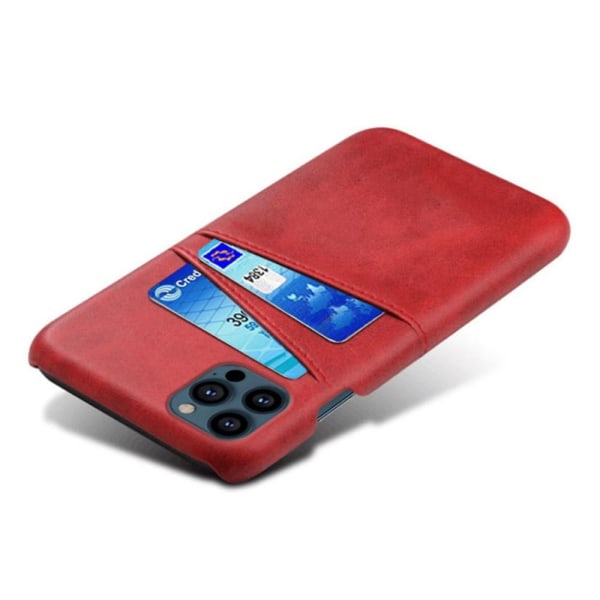 SKALO iPhone 13 Pro PU nahkainen korttikotelon kansi - punainen Red