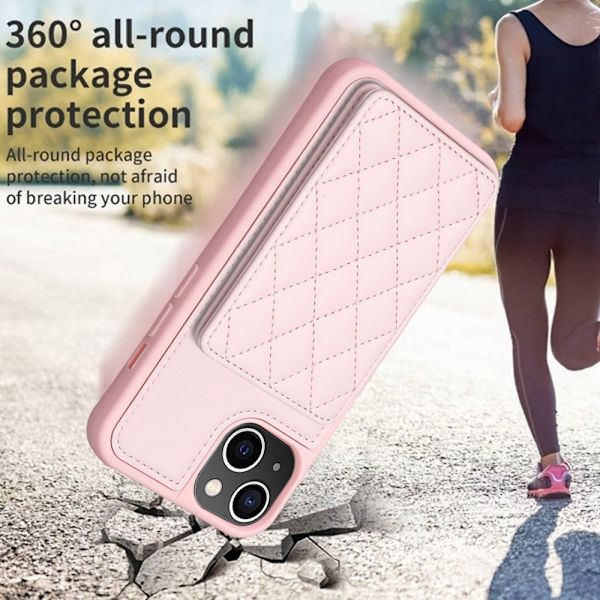 SKALO iPhone 15 Quiltet Cover med Pung - Pink Pink