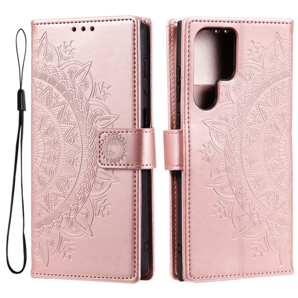 SKALO Samsung S22 Ultra Mandala lompakkokotelo - ruusukulta Pink gold