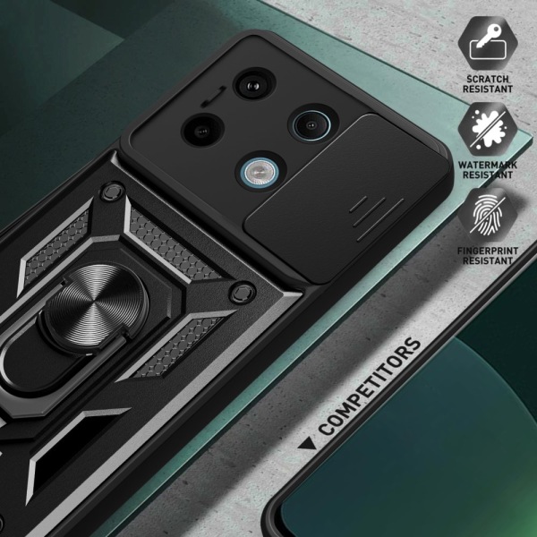 SKALO Xiaomi Redmi Note 13 Pro 5G Armor Hybrid Metallring Kamera Svart