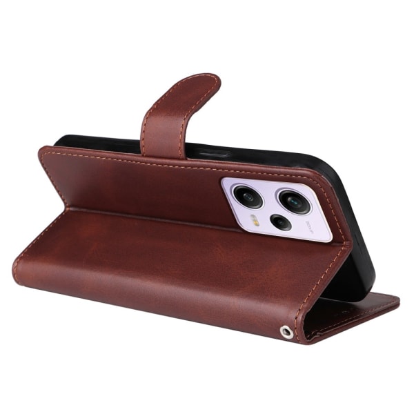 SKALO Xiaomi Redmi Note 12 Pro 5G Flip Cover m. pung i PU-læder - Brun Brown