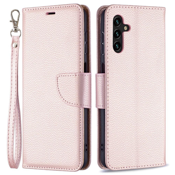 SKALO Samsung A13 5G Premium Litchi Flip Cover - Rosa guld Pink gold