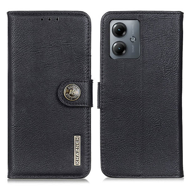 SKALO Motorola Moto G14 KHAZNEH Premium Pungetui i PU-læder - Sort Black