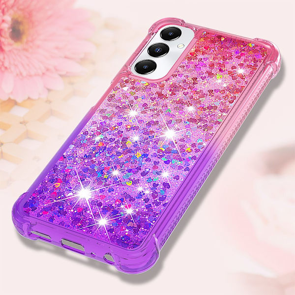 SKALO Samsung A05s 4G Juoksuhiekka Glitter Sydämet TPU kuori - Pinkki-Violetti Multicolor