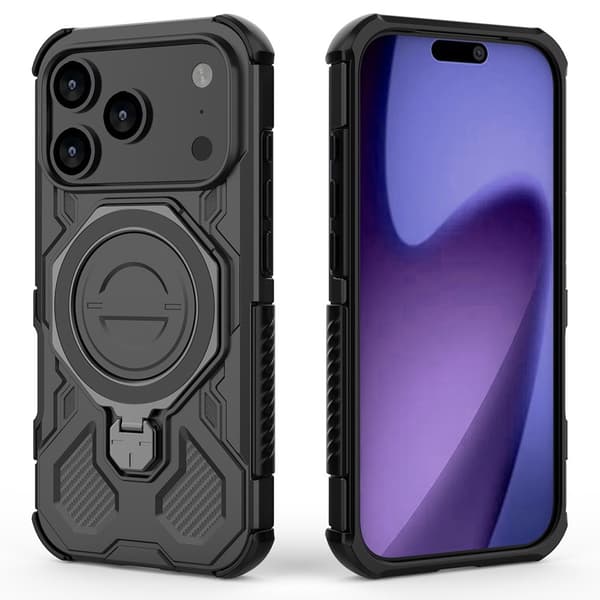 SKALO Armor Roterbar Ring Cover til iPhone 17 Pro Max - Sort Black
