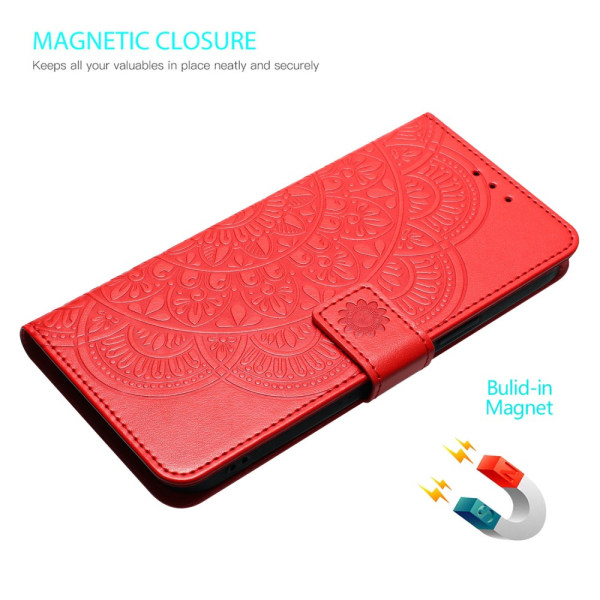 SKALO Samsung A15 5G Mandala Flip Cover - Rød Red