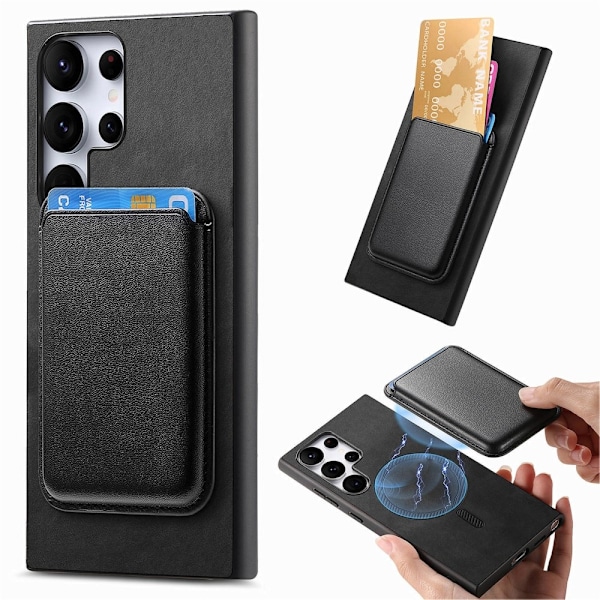 SKALO Samsung S25 Ultra 2-i-1 PU-Läder Skal+Korthållare - Svart Svart