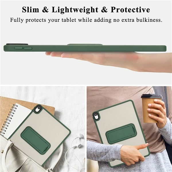 SKALO iPad 10.9 (2022) Color Hybrid Kickstand Suojakuori - Vihreä Green