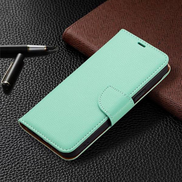 SKALO iPhone 13 Pro Max Premium Litchi Plånbok - Turkos Turquoise