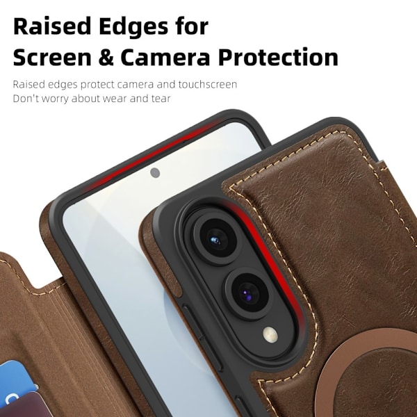 SKALO Samsung S25 Edge Slim Flip Cover - Mørkebrun Dark brown