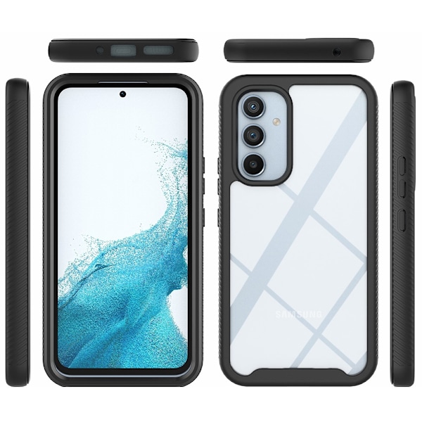 SKALO Samsung A54 5G Stødsikker Clear Hybrid Cover + Skaermbeskyttelse - Mørkeblå Dark blue