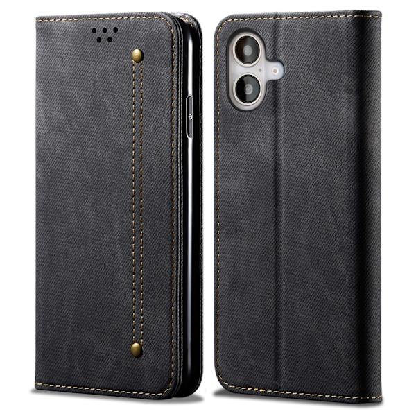 SKALO iPhone 16 Plus Jeans Plånboksfodral - Svart Svart