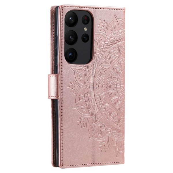 SKALO Samsung S23 Ultra Mandala lompakkokotelo - Ruusukulta Pink gold